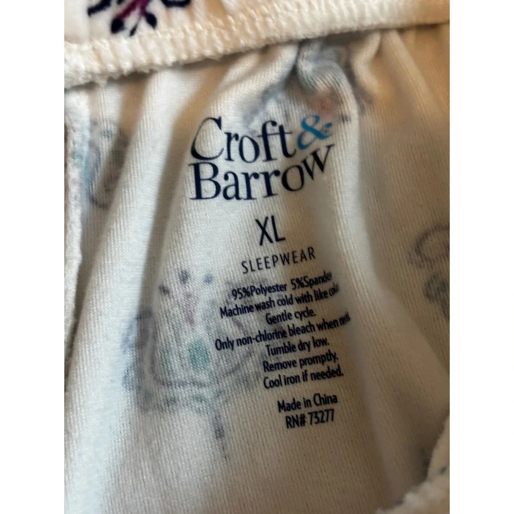 Croft & Barrow Pajama Pants XL White Medallion Print Soft Loungewear NWOT